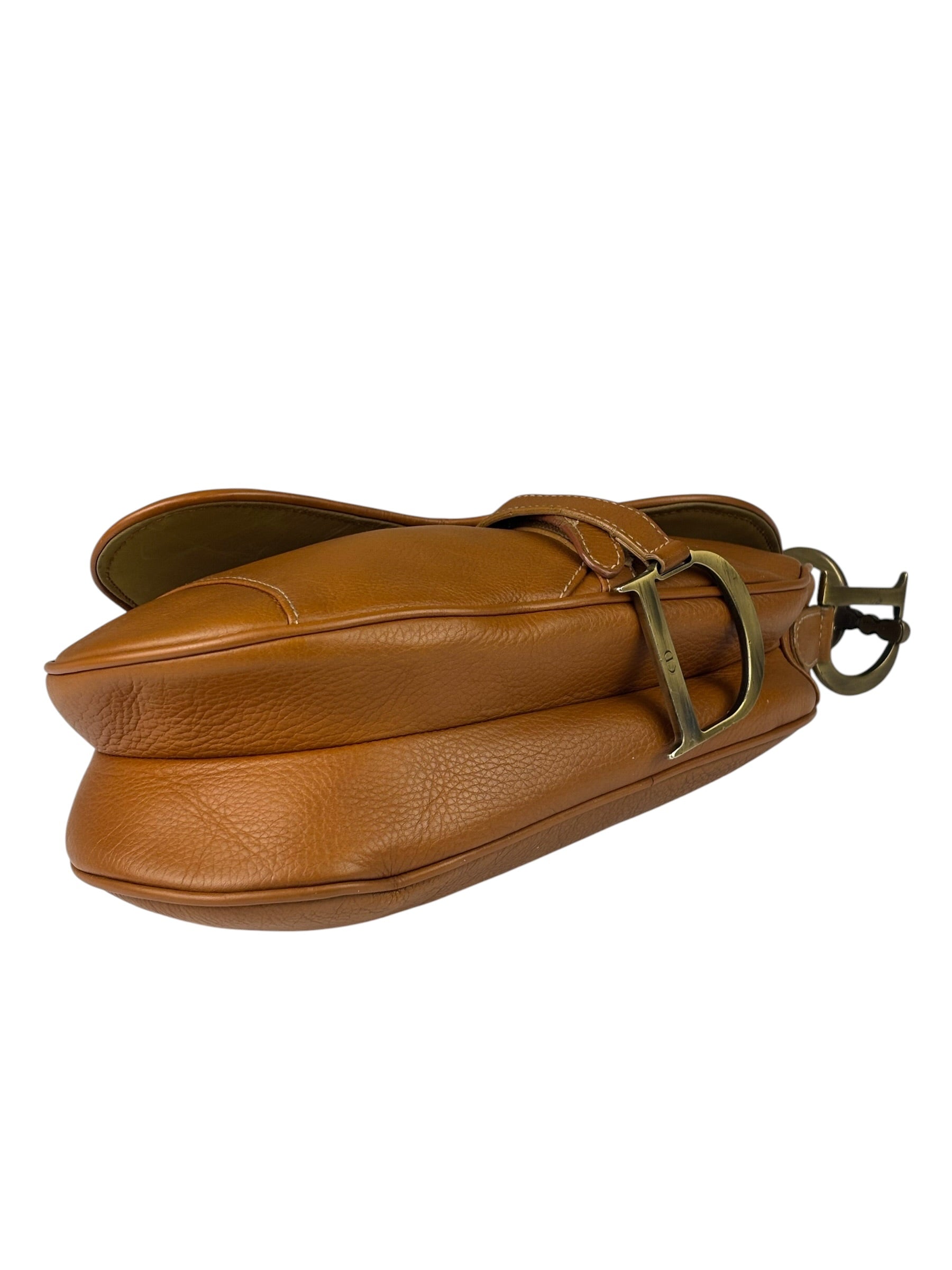 Christian Dior Tan Brown Leather Medium Saddle Bag