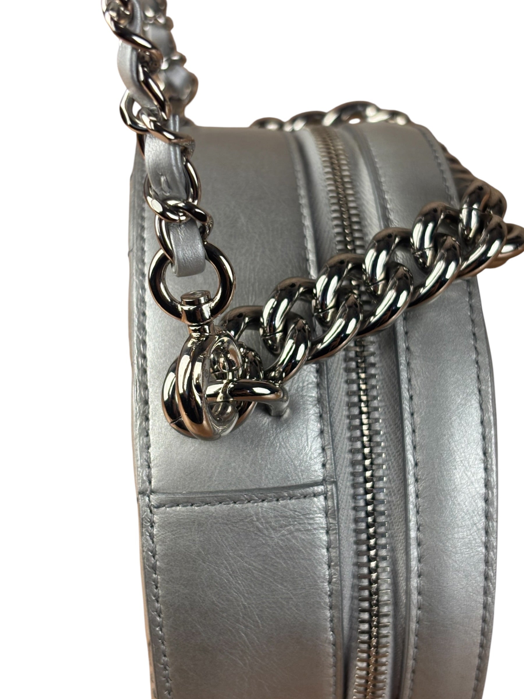 Chanel Silver CC Round as Earth Chain 2Way Bag (Authentic Limited Edition Sample)