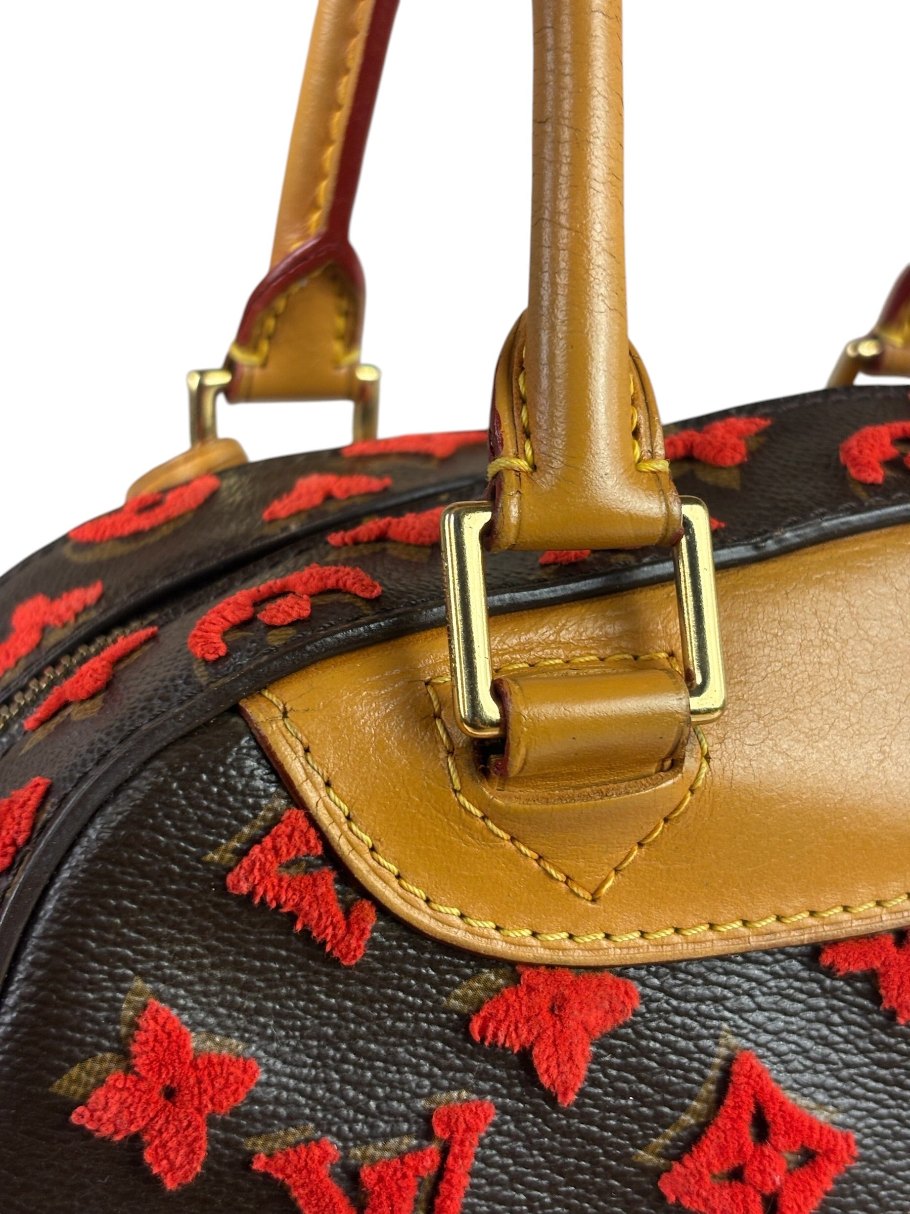 Louis Vuitton Red Tuffetage Cube Monogram Deauville