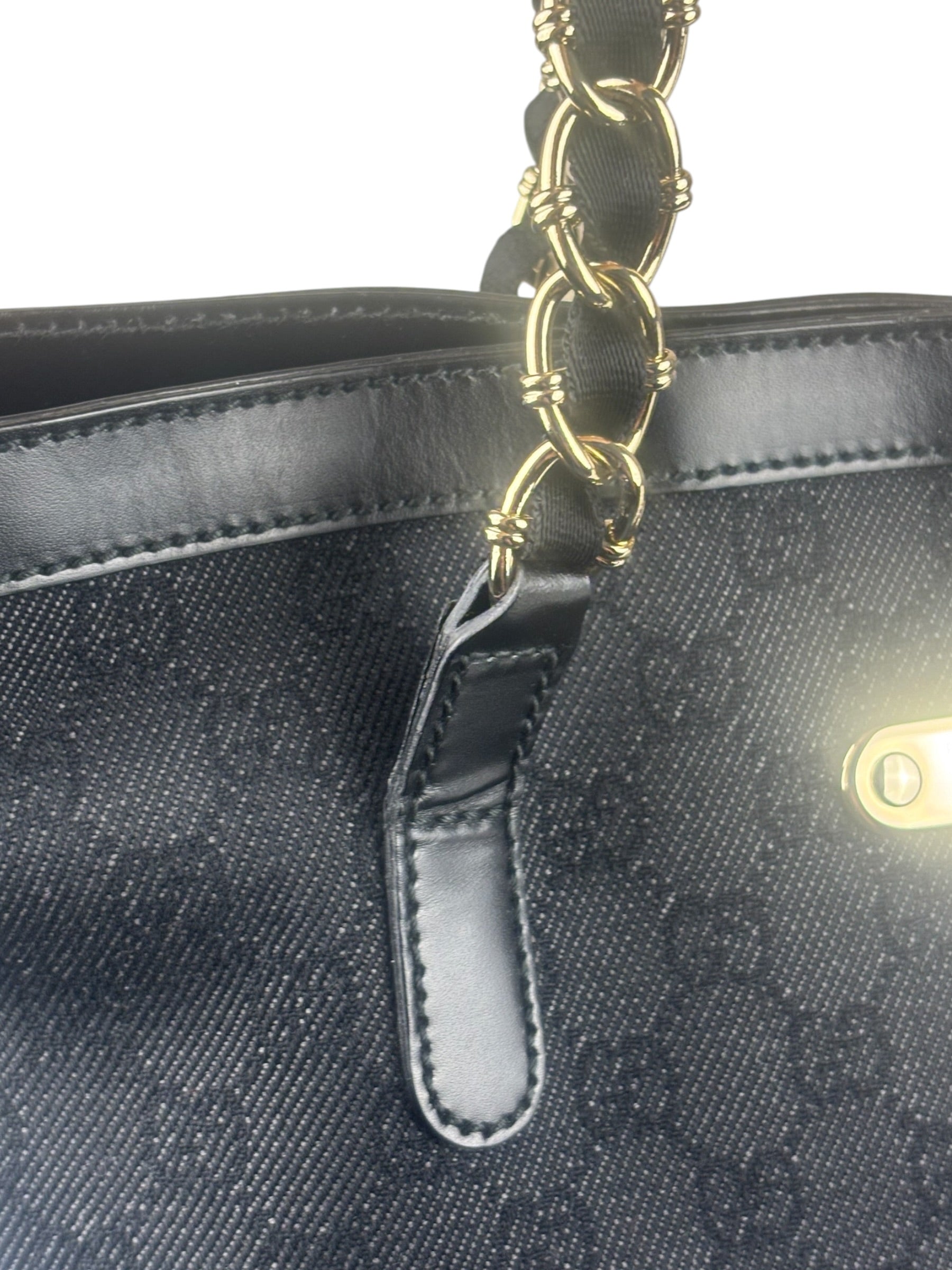 Gucci GG Black Canvas Capri Chain Tote Bag