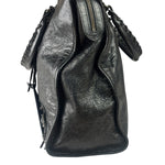 Balenciaga Black Lambskin Moto Work Two-Way Bag