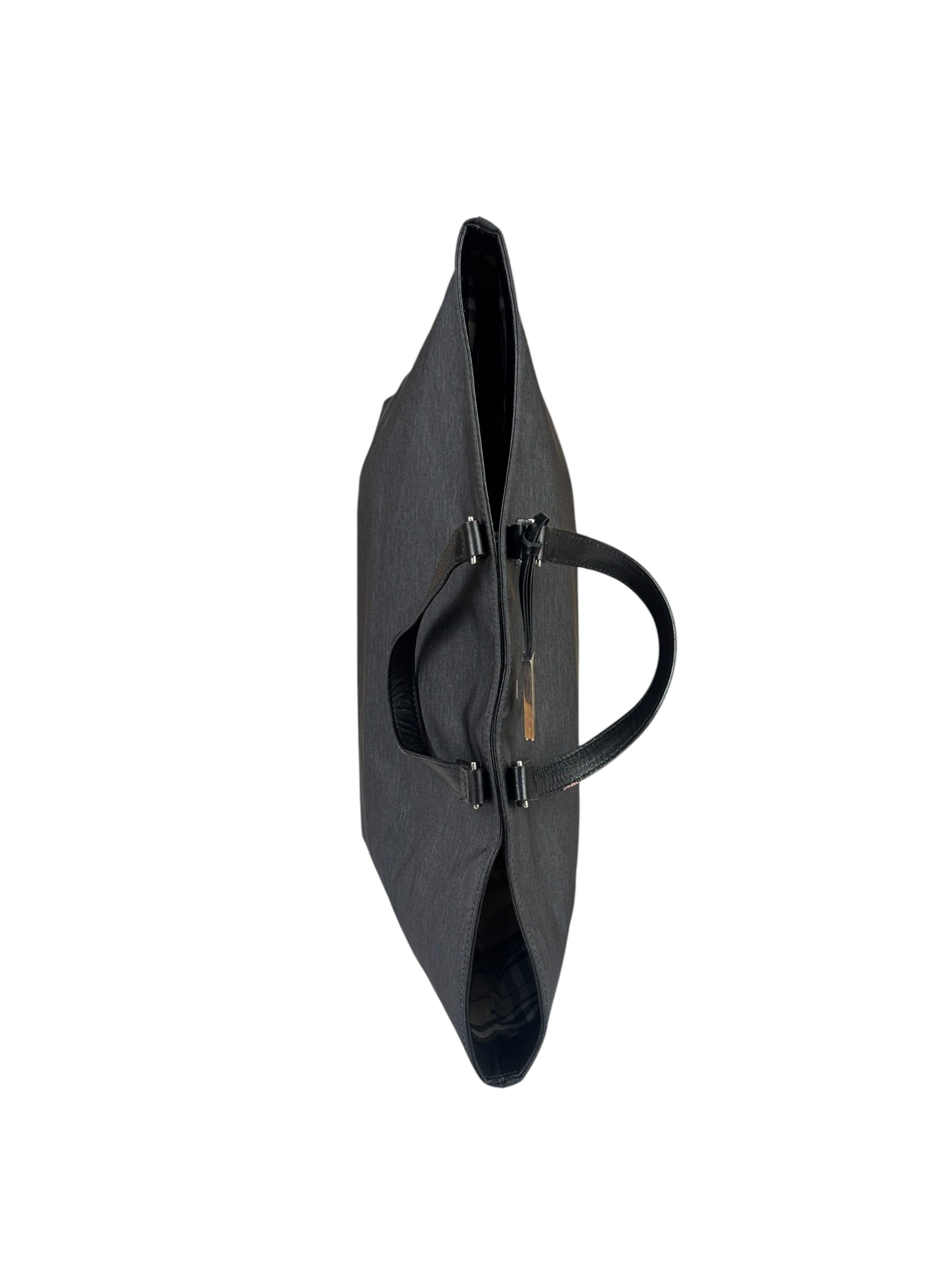 Burberry Grey Nylon/Leather Trim Tote