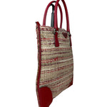 Prada Vintage Red Woven Tweed Zip Tote