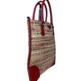 Prada Vintage Red Woven Tweed Zip Tote