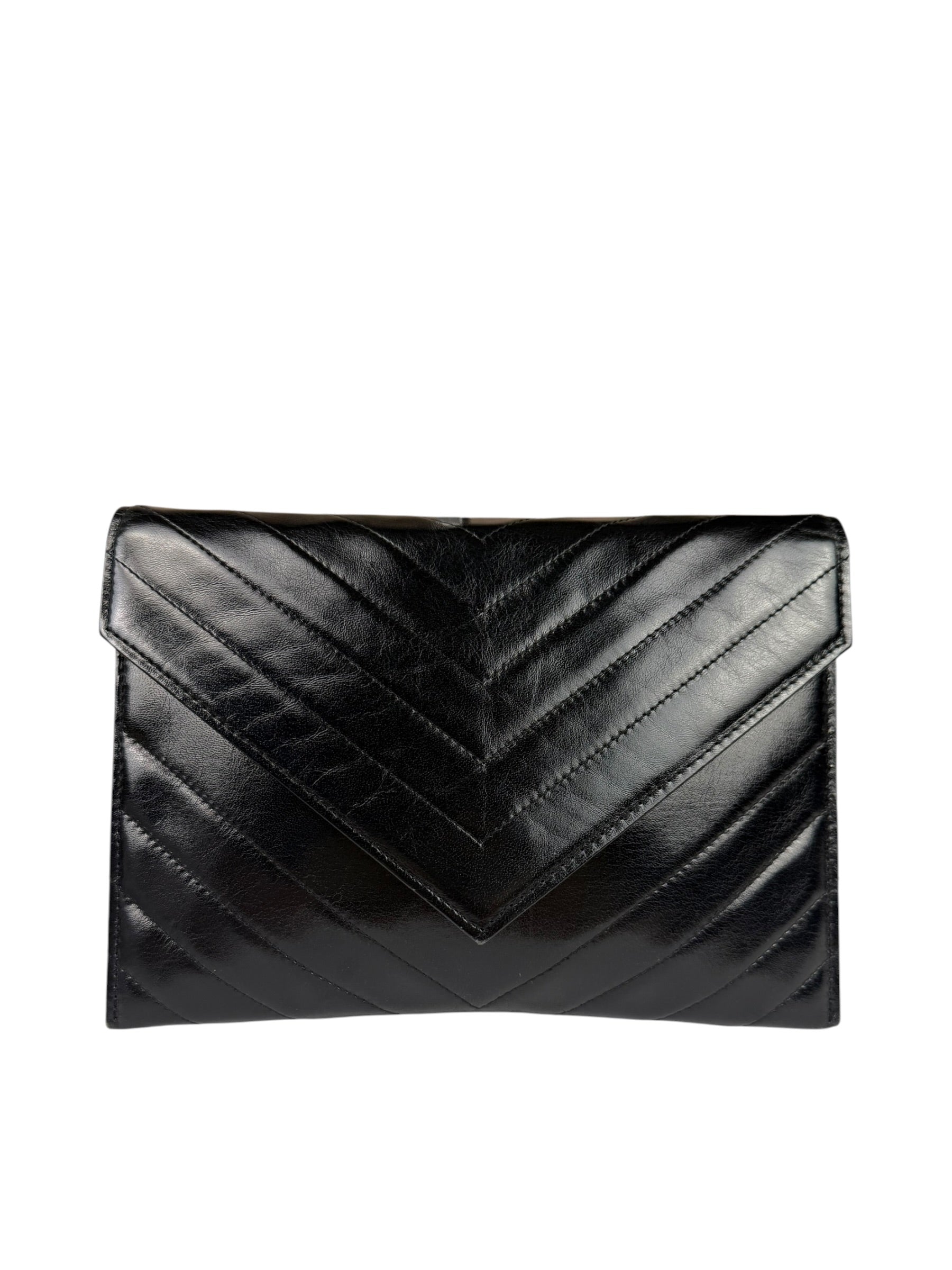 Yves Saint Laurent Black Quilted Leather Clutch