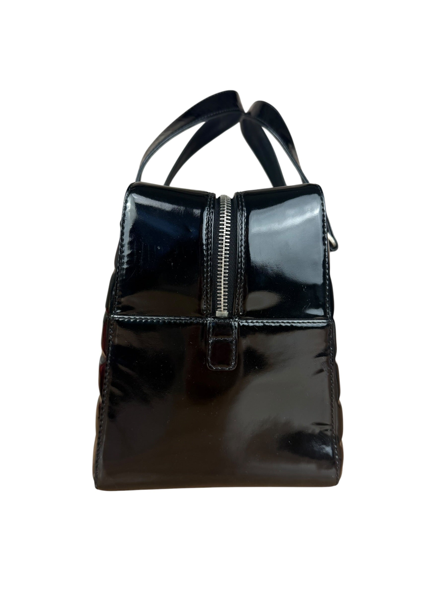 Chanel Black Patent Chocolate Bar Bowler Bag 2002
