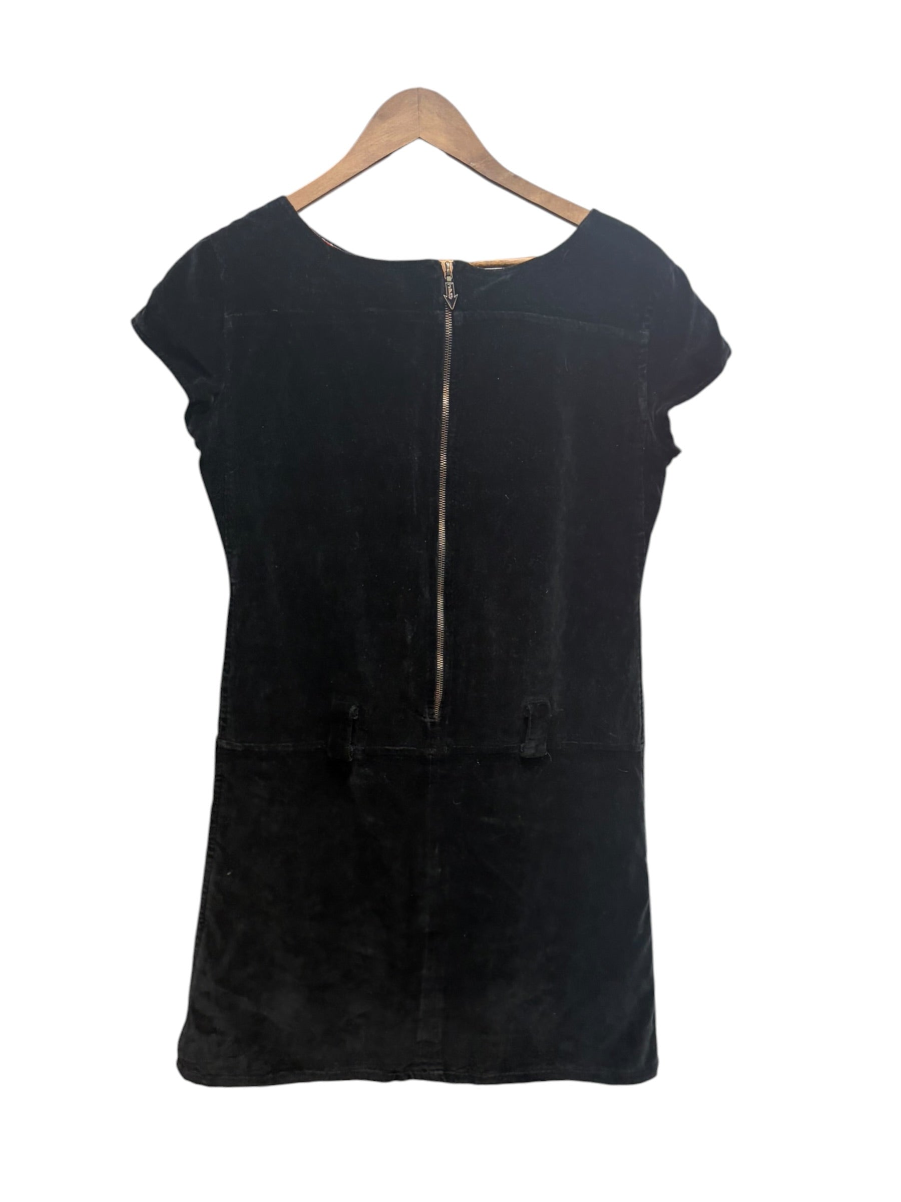 JPG Black Sheath Zipper Mini Short Sleeve Dress