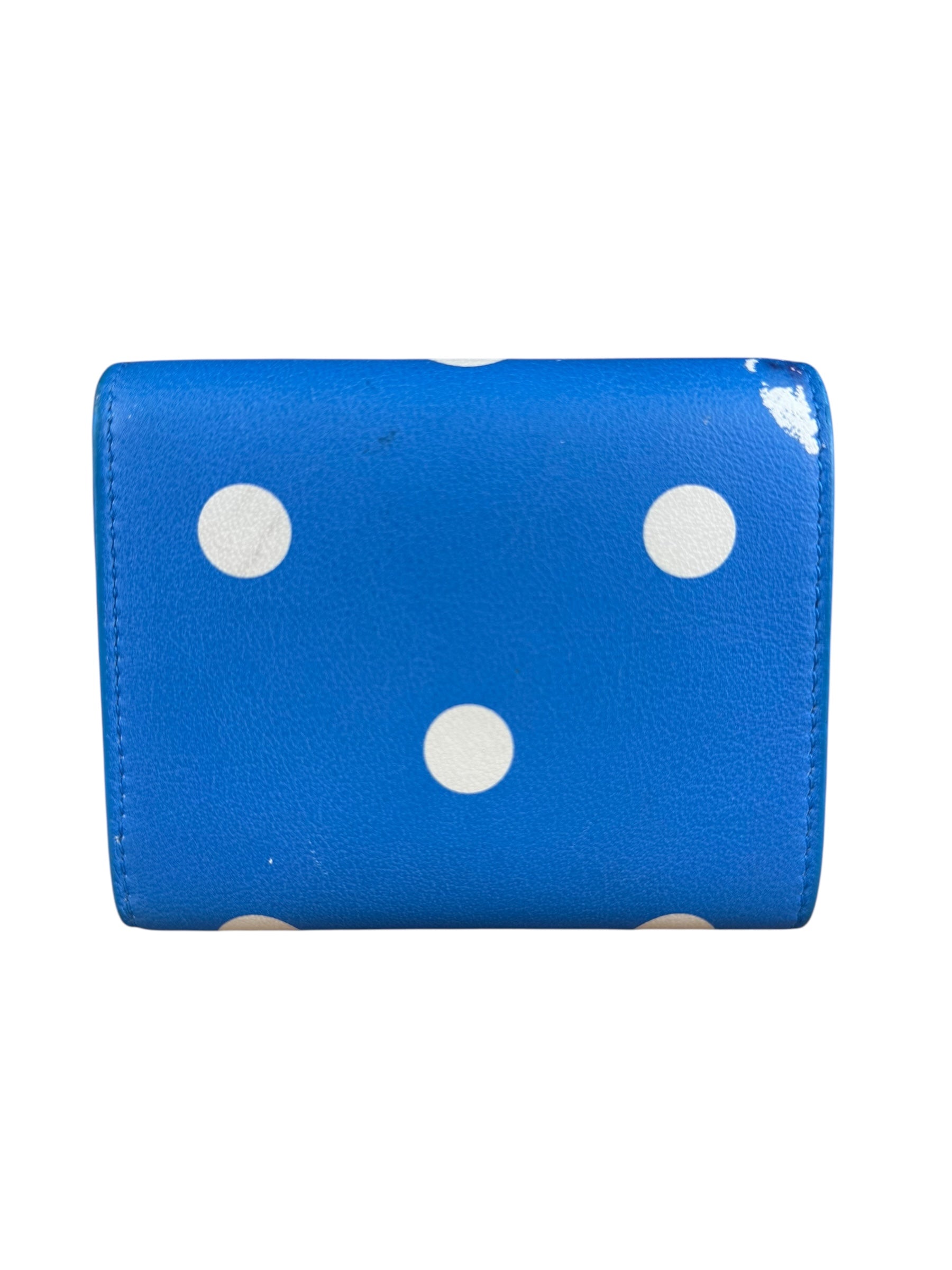 Balenciaga Blue Polka Dot Tri-Fold Wallet