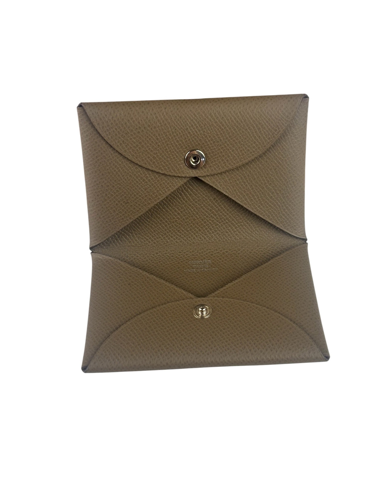 Hermes Beige Leather Calvi Coin Holder
