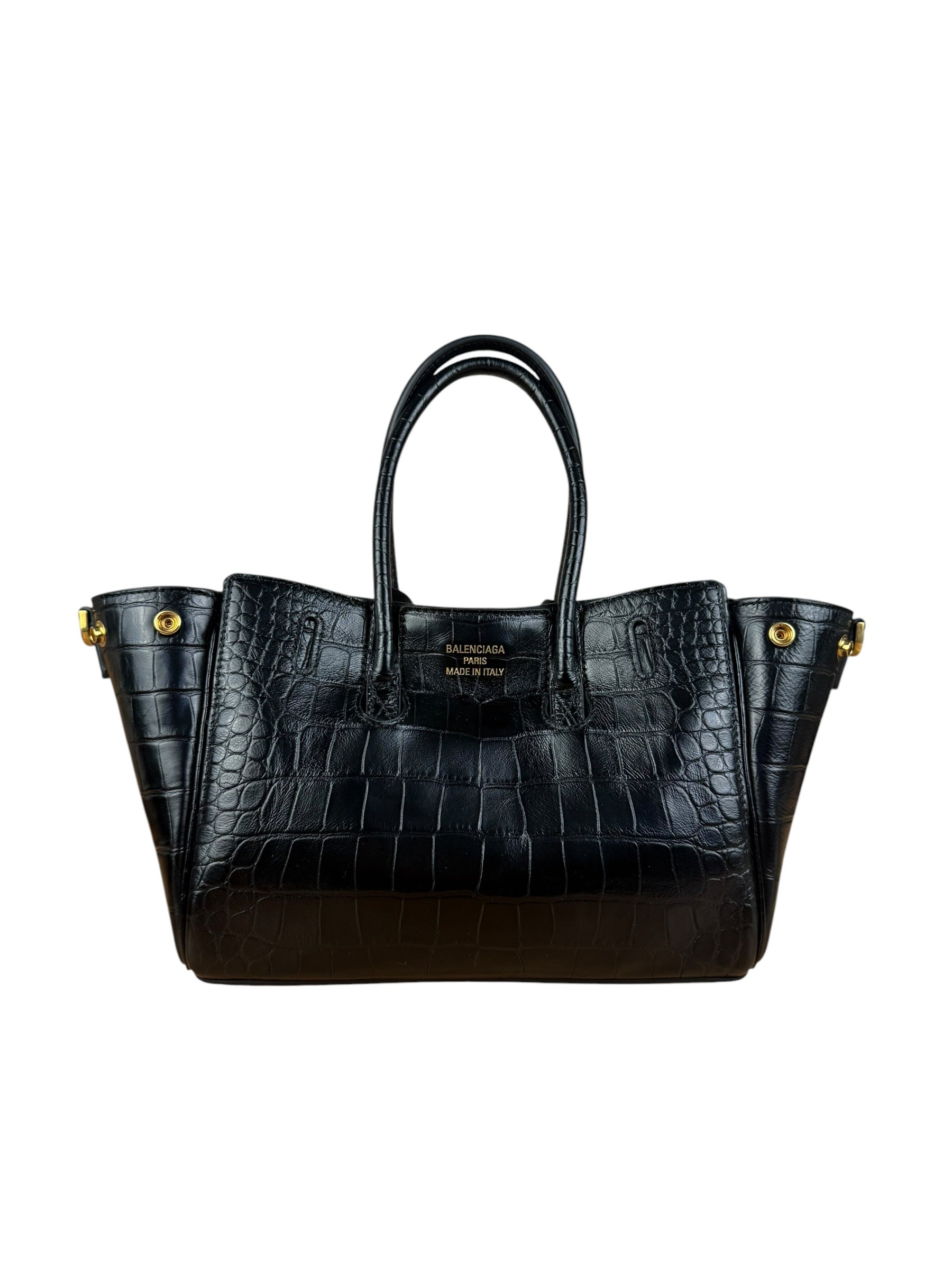 Balenciaga Black Leather Mini Bel Air Carry All Two-Way Bag