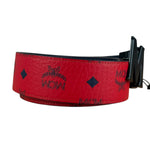 MCM Red Leather Anagram M Buckle belt