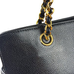 Chanel Vintage Black Caviar Leather Timeless Chain Shoulder Tote 1998