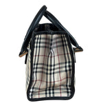 Burberry Vintage Leather Trim House Check Top Handle Bag