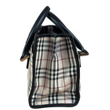 Burberry Vintage Leather Trim House Check Top Handle Bag