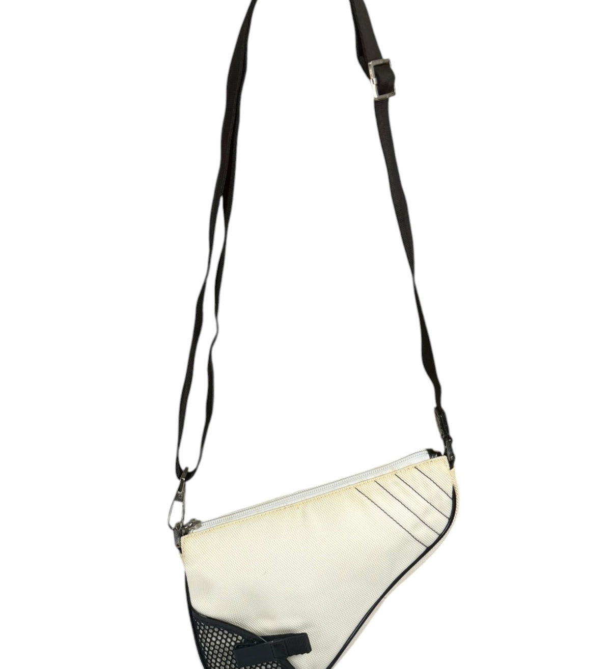 Christian Dior Cream Nylon Saddle Bag