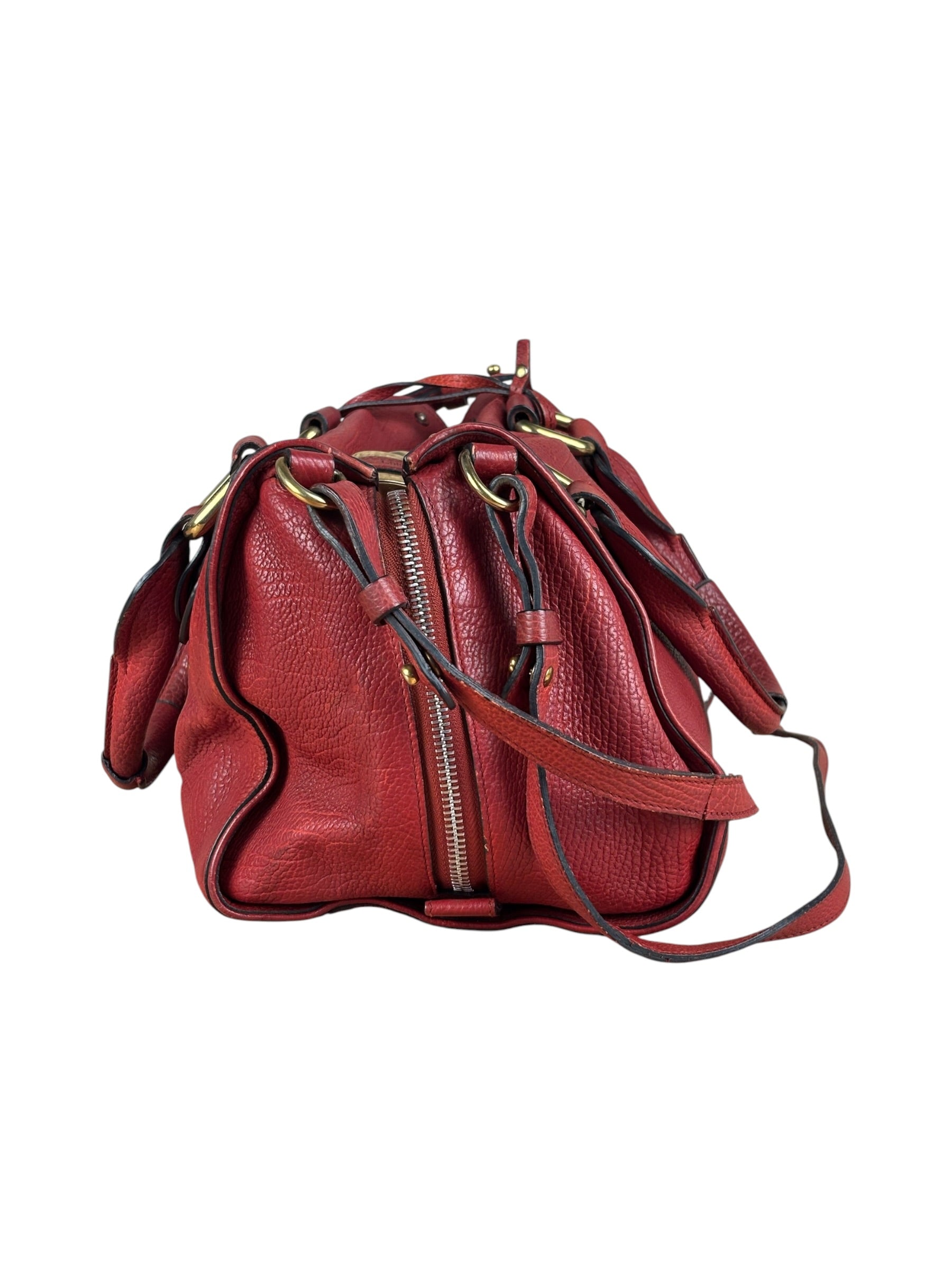 Chloe Red Leather Paddington Medium Satchel Two-Way Bag