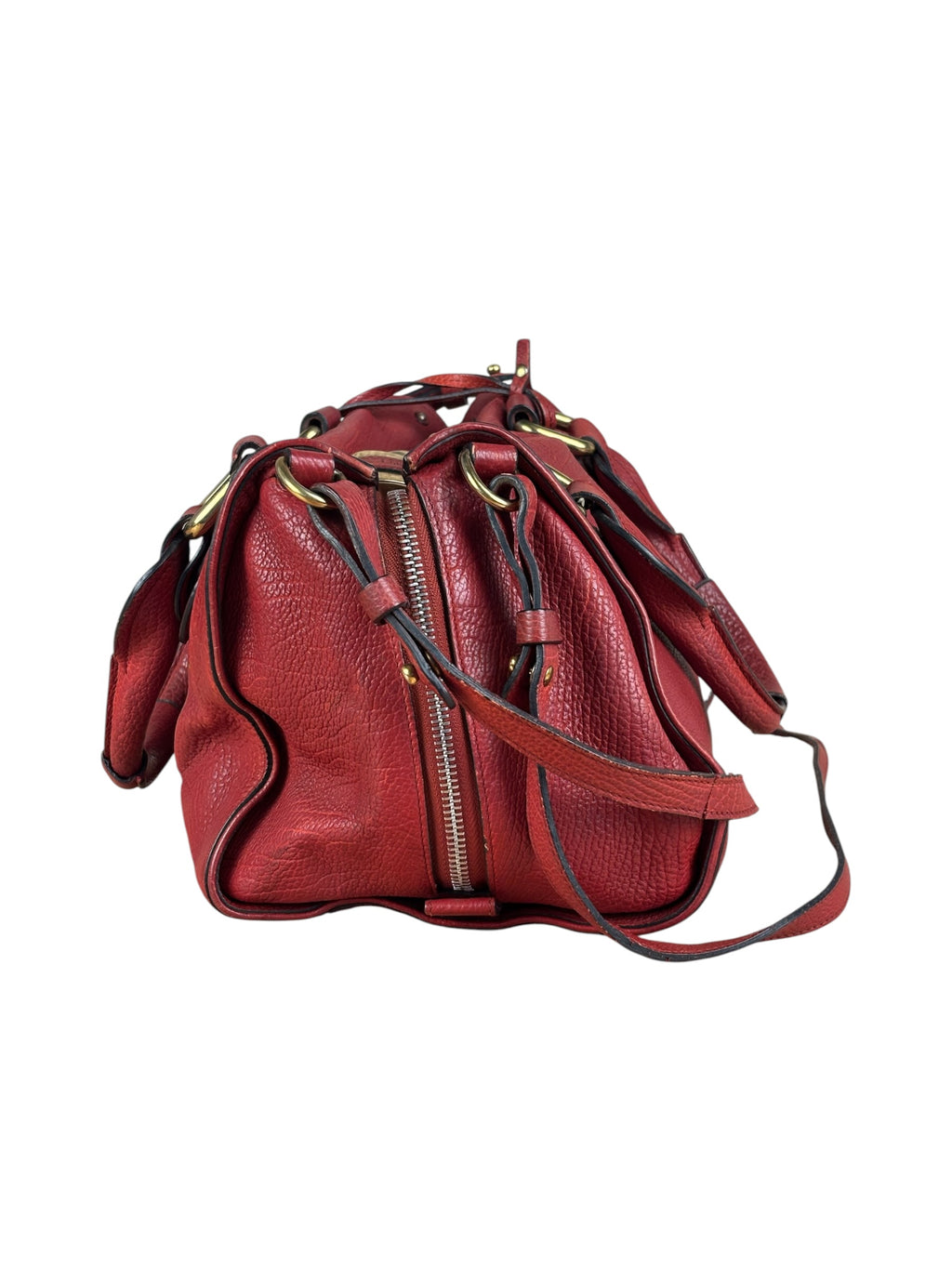 Chloe Red Leather Paddington Medium Satchel Two-Way Bag