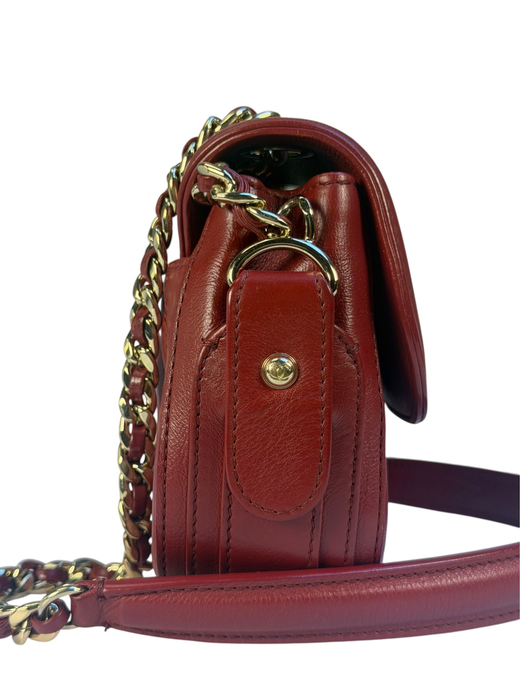 Chanel Burgundy Chevron-Quilted Leather Flap Crossbody 2018