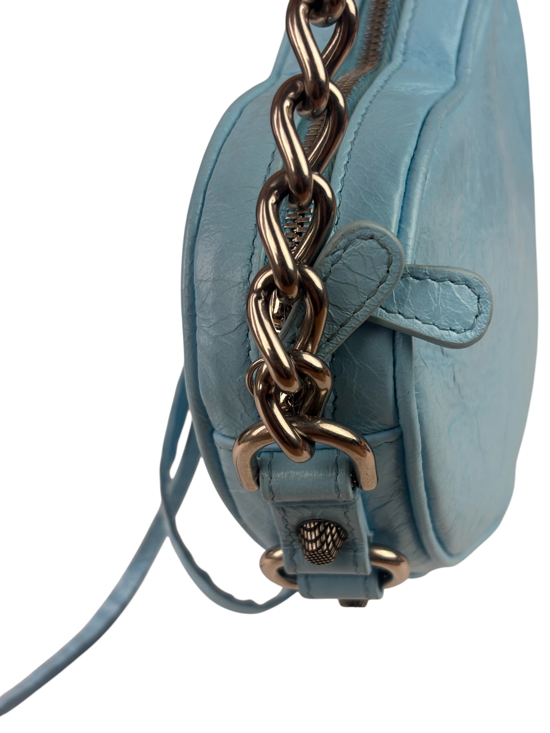 Balenciaga Blue Leather Le Cagole Mini Heart Crossbody