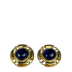 Chanel Vintage Royal Blue Glass Gripoix  Clip-On Earrings