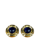 Chanel Vintage Royal Blue Glass Gripoix  Clip-On Earrings