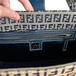 Fendi FF Buckle Navy Zucca Tote Handbag