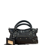 Balenciaga Black Leather Moto City Two-Way Bag