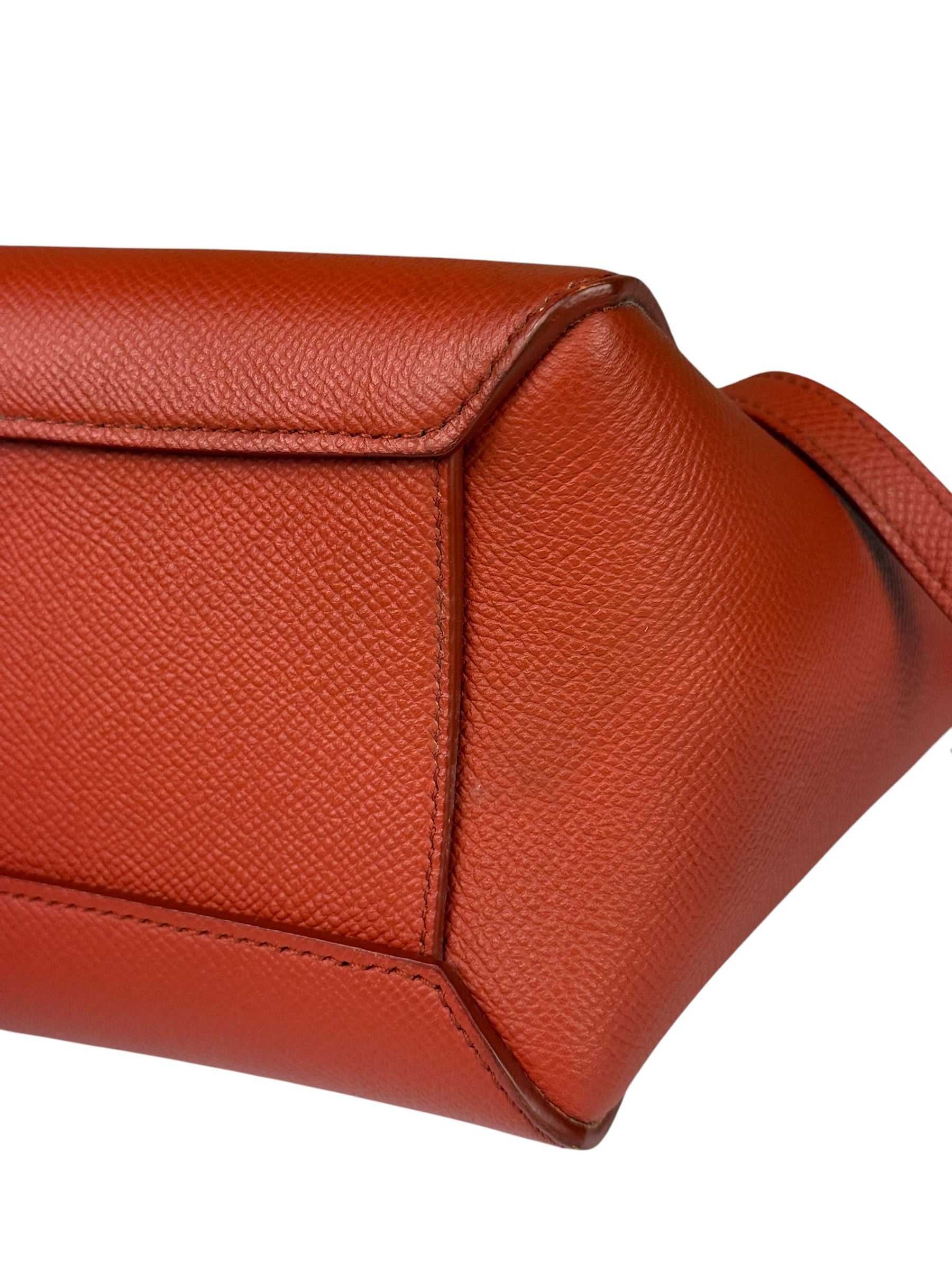 Celine Auburn Orange Leather Mini Belt Top Handle Bag