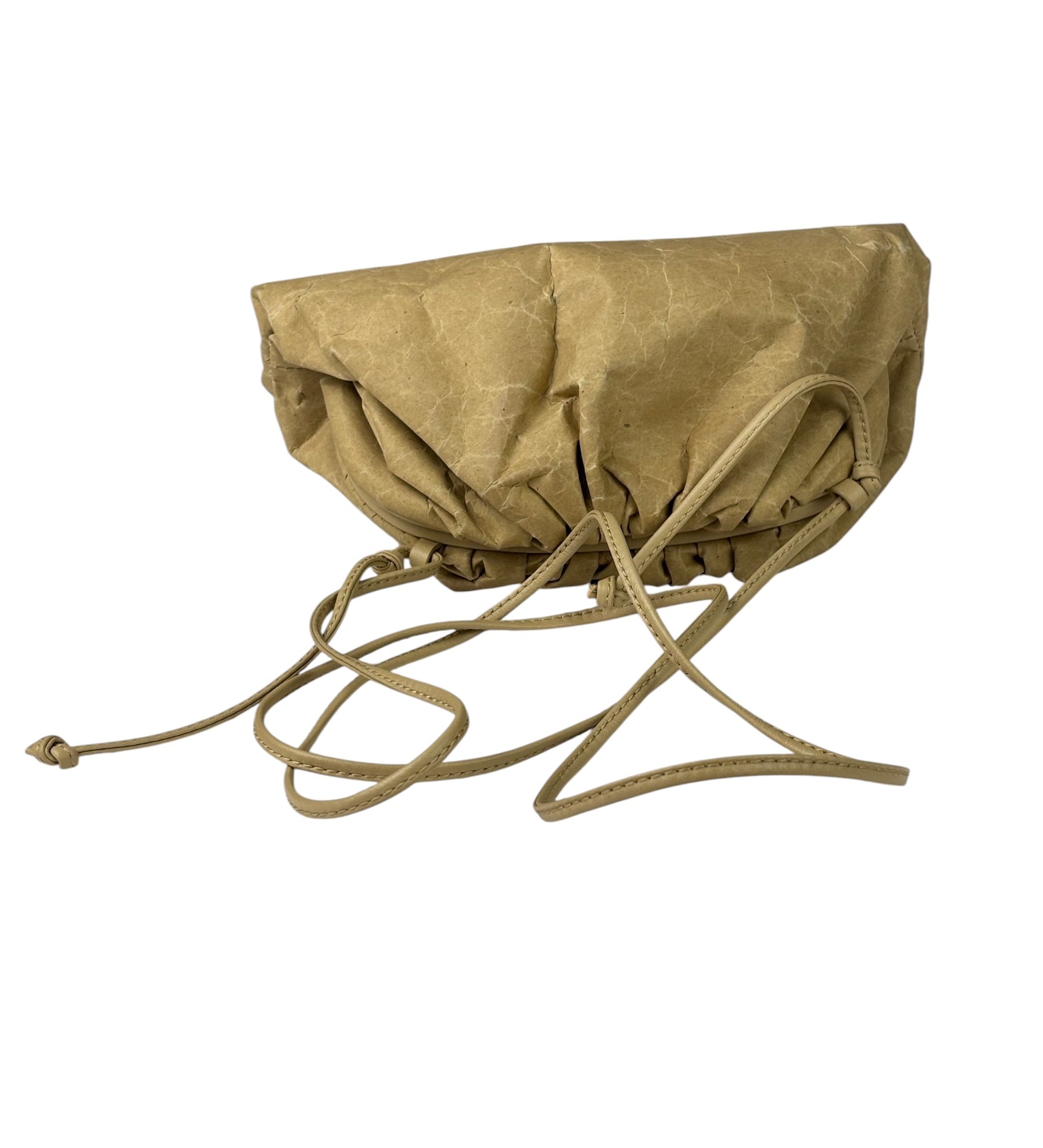 Bottega Veneta Beige Leather Kraft Paper Mini Pouch