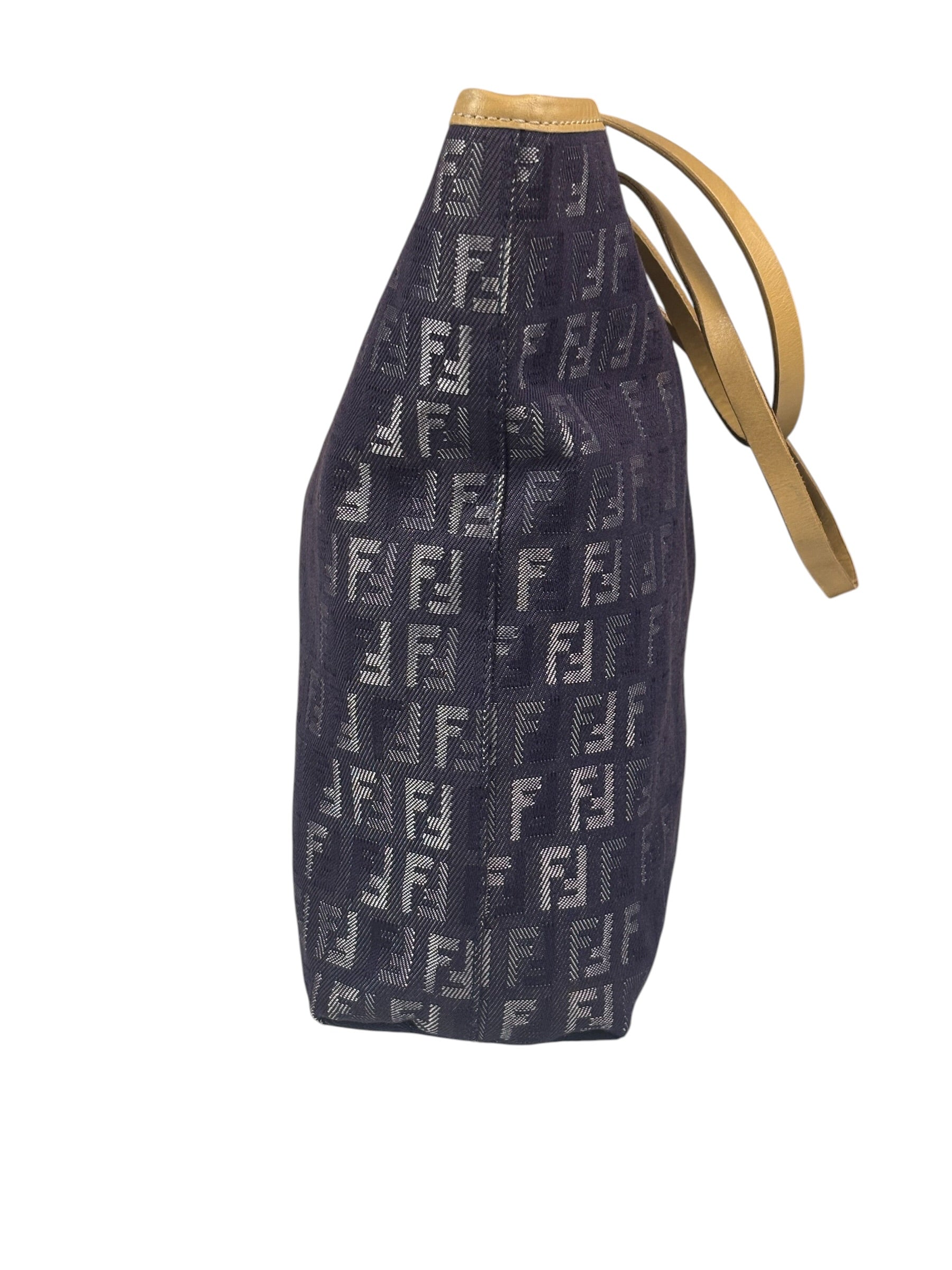 Fendi Purple Denim Roll Zucchino Tote