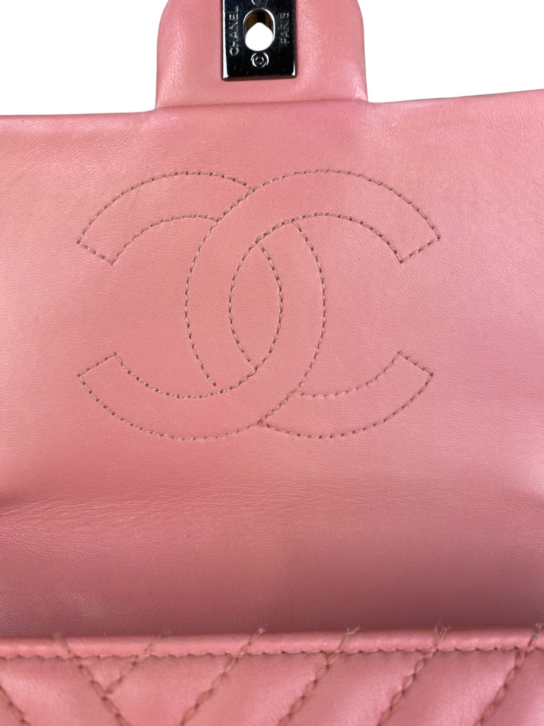 Chanel Pink Chevron Lambskin Flap Bag 2015