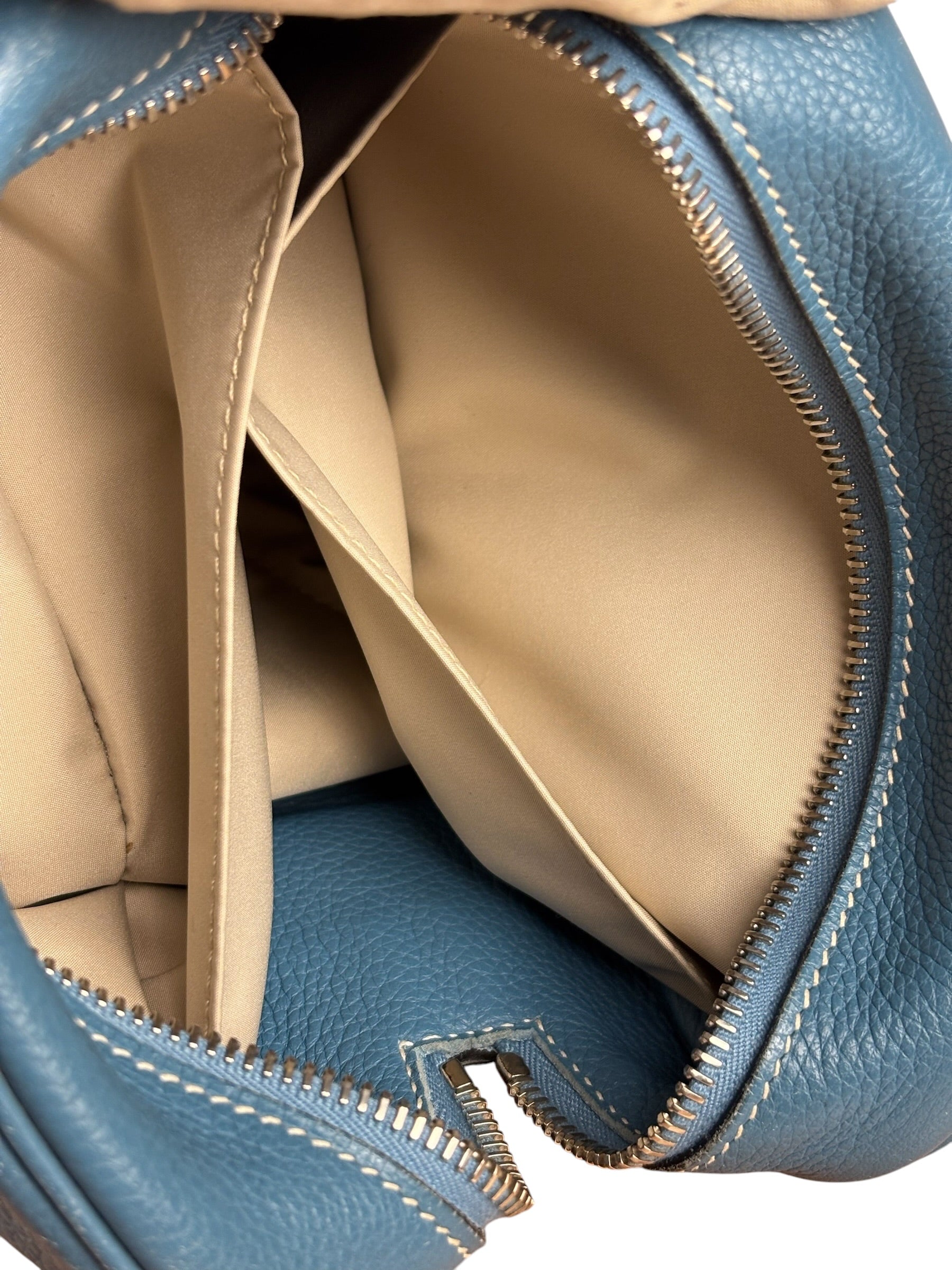 Hermes Blue Leather Cosmetic Pouch