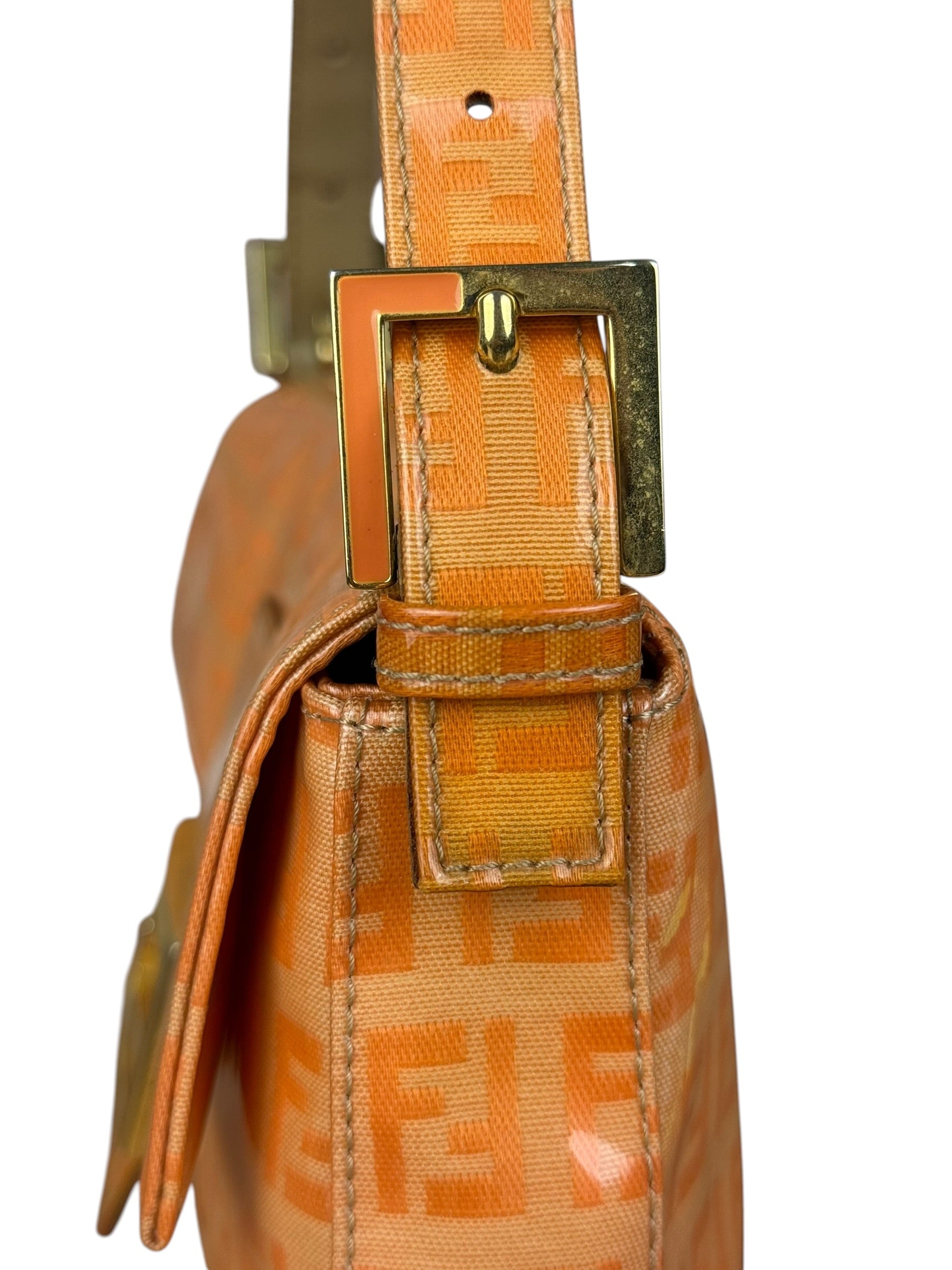 Fendi Vintage Orange Zucca Mamma FF Monogram Baguette