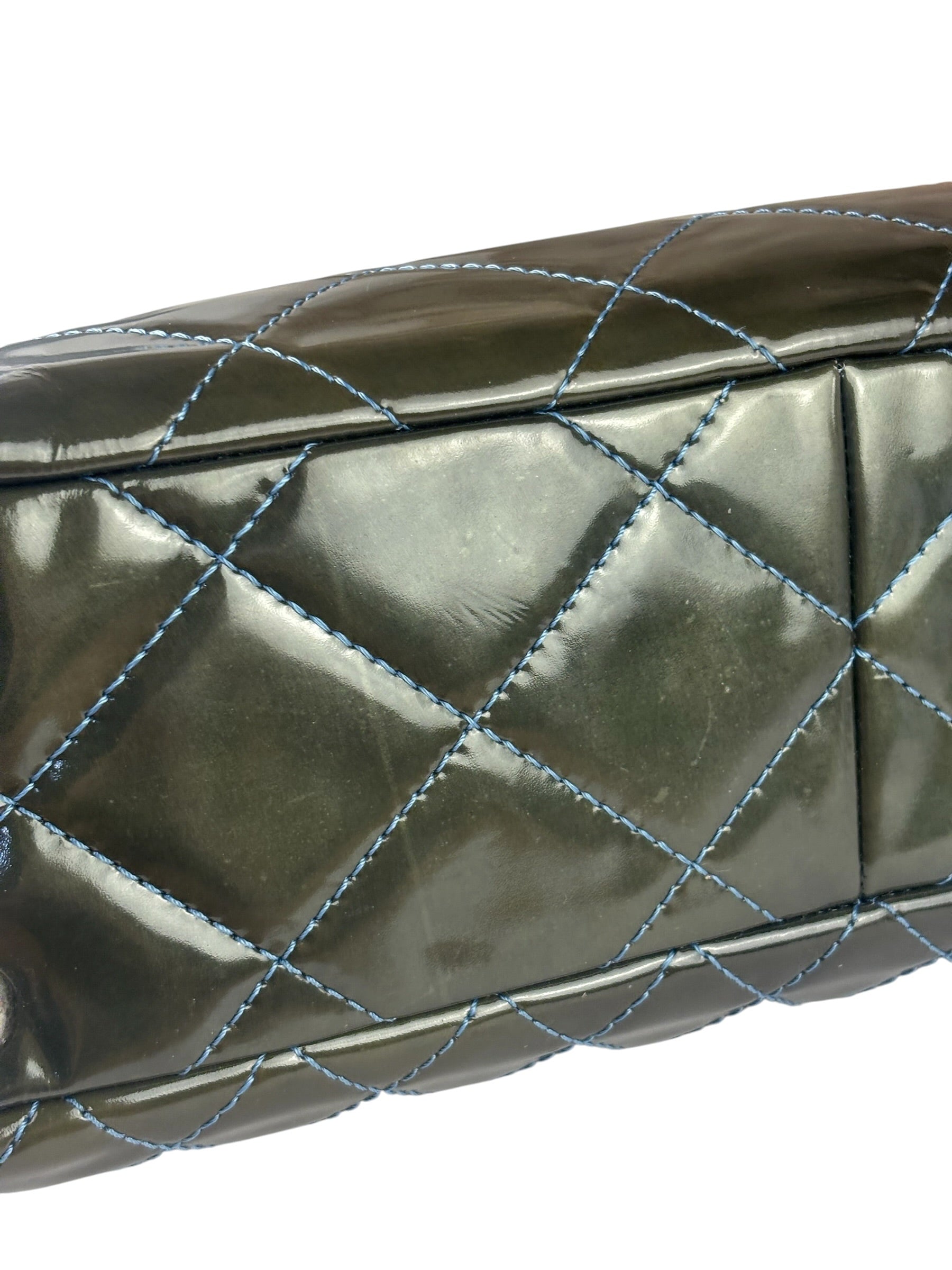 Chanel Green Quilted Patent Leather Reissue XL Tote 2011