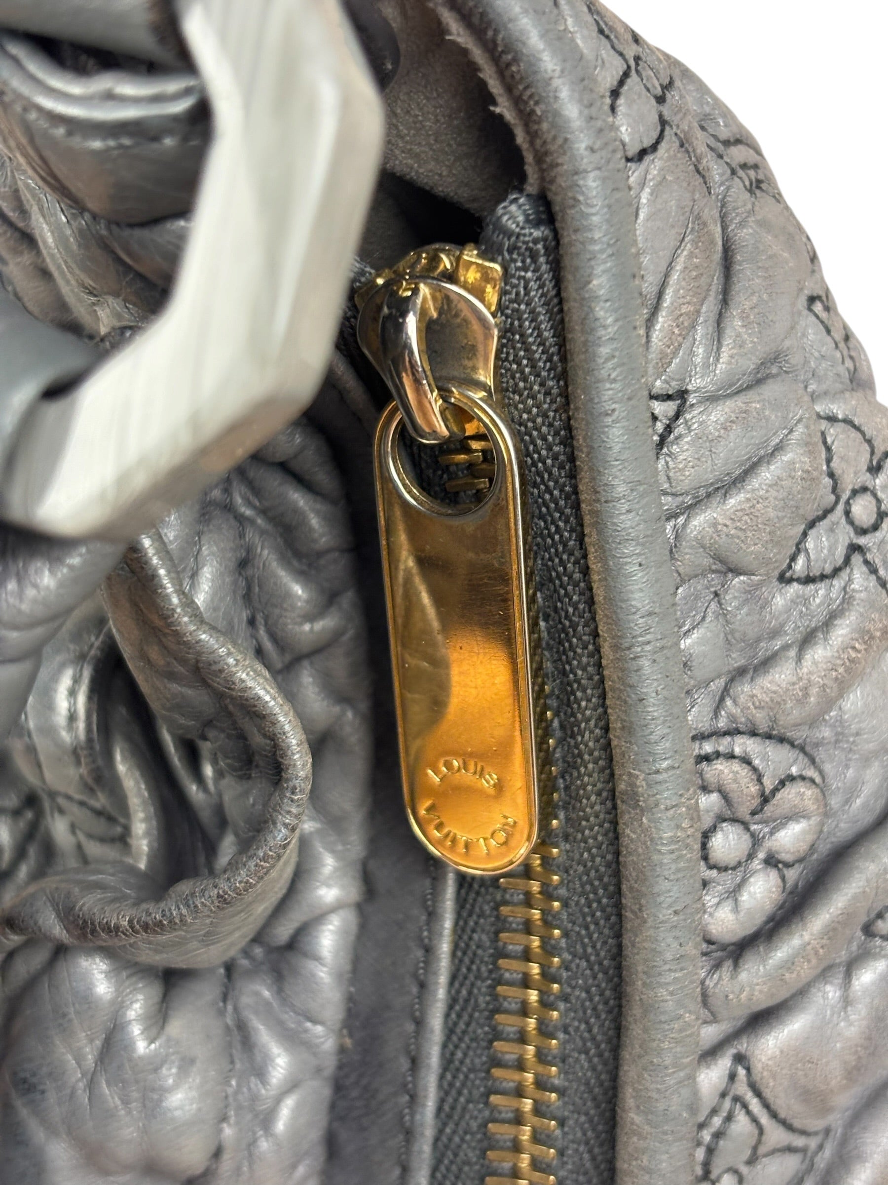 Louis Vuitton Limited Edition Grey Leather Monogram Olympe Nimbus Hobo Bag