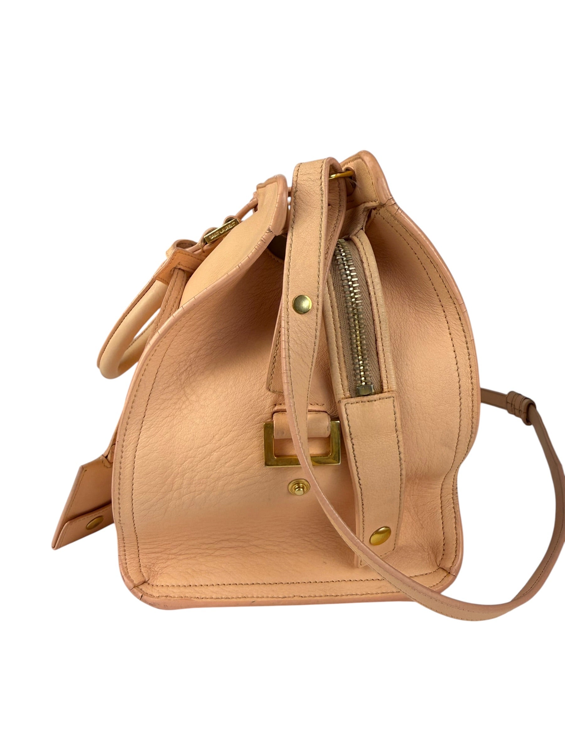 YSL Vintage Classic Y Cabas Peach Leather 2Way Handbag