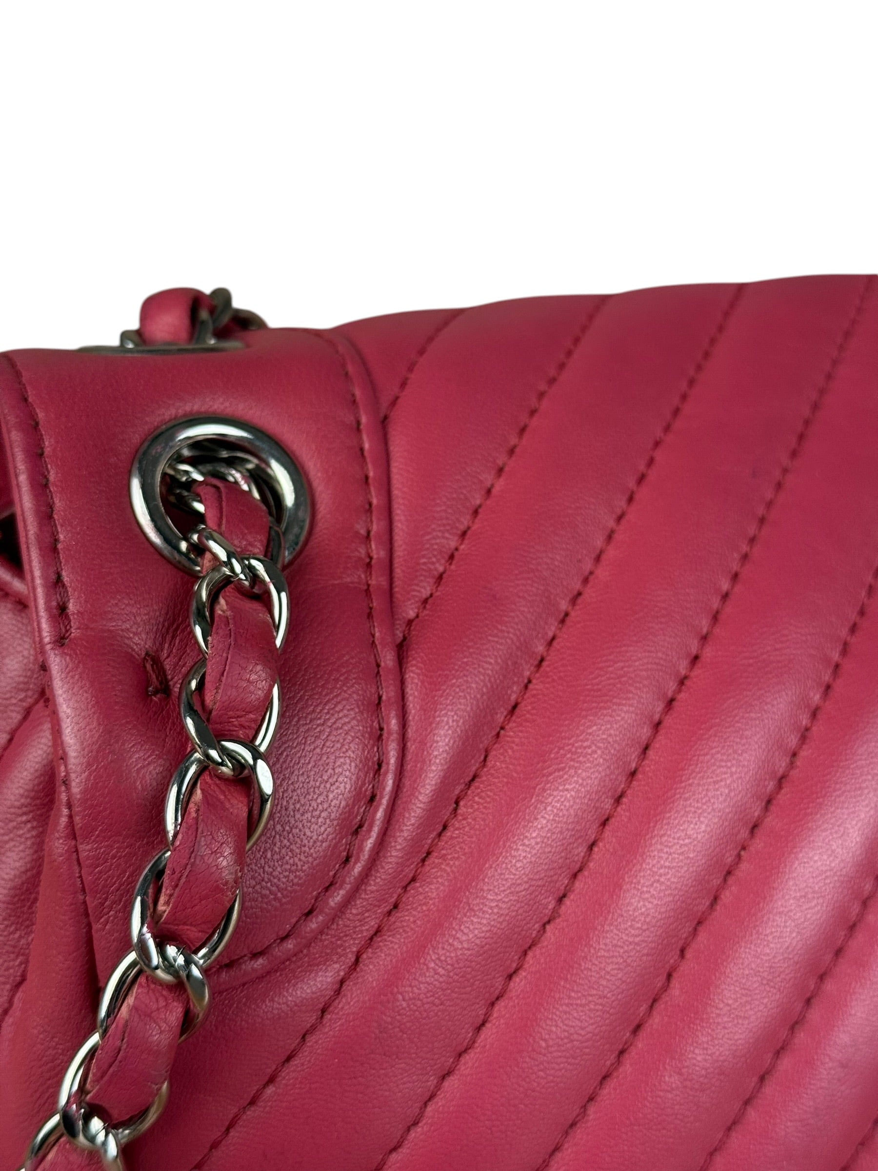 Chanel Pink Chevron Quilted Leather Medium Flap Bag 2018