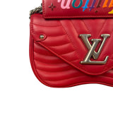 Louis Vuitton Red Leather New Wave Chain Flap Bag MM