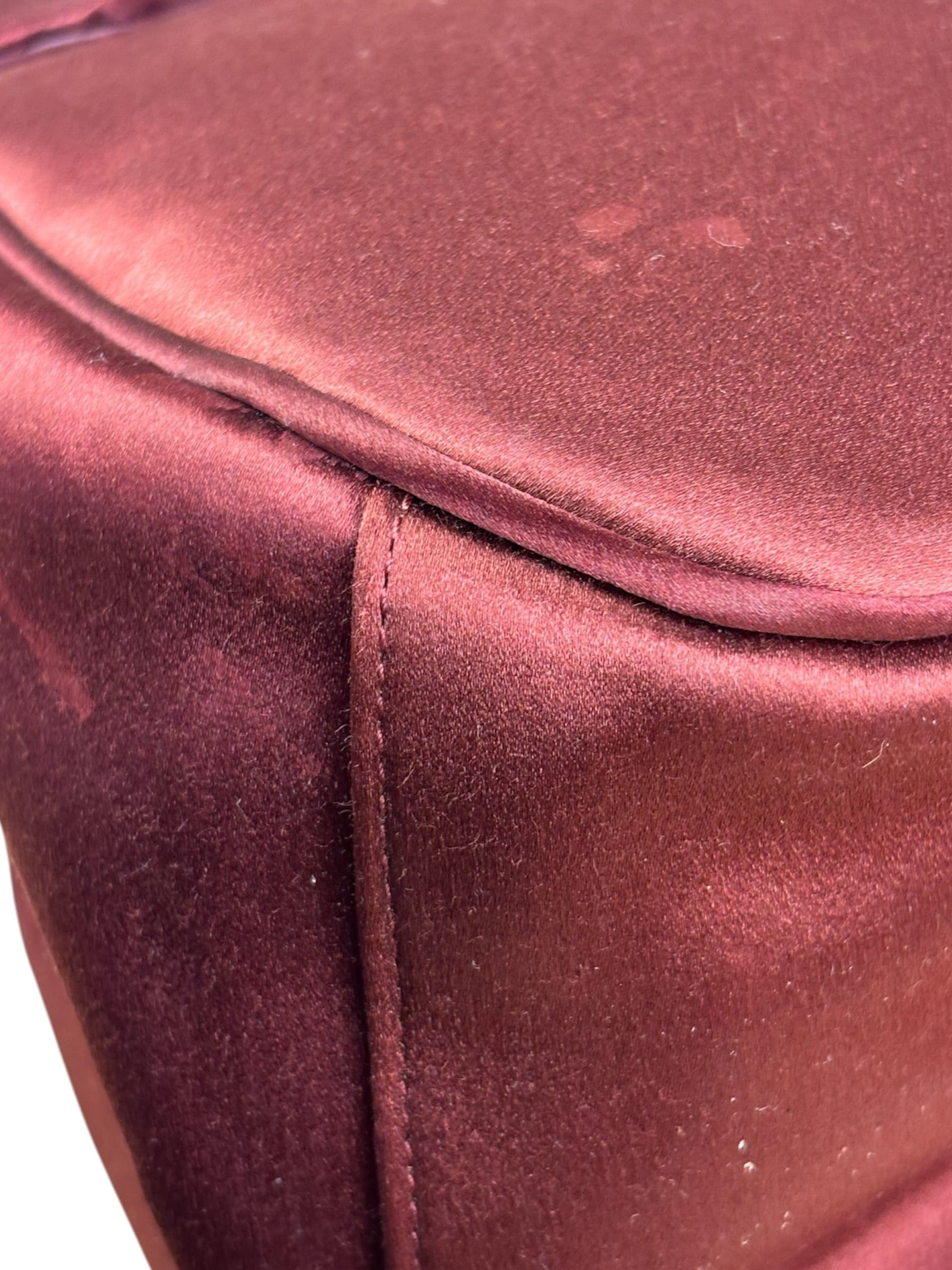 Gucci Burgundy Satin Bamboo Top Handle Bag