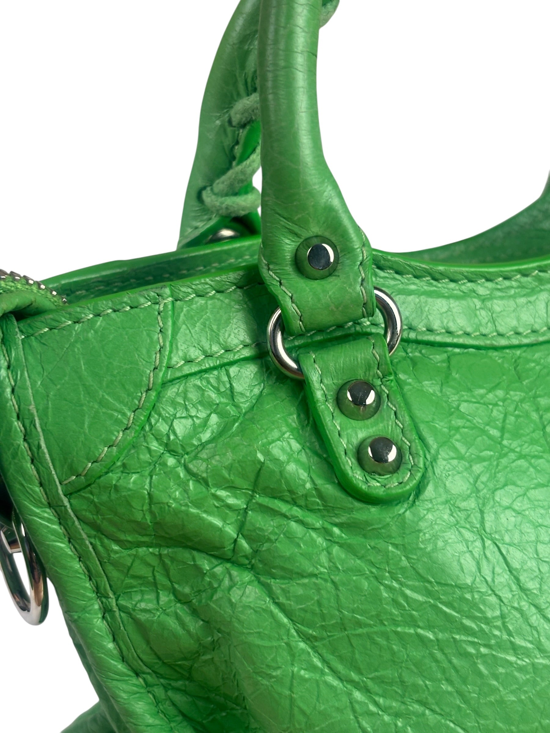 Balenciaga Green Leather Small Le City Two-Way Bag