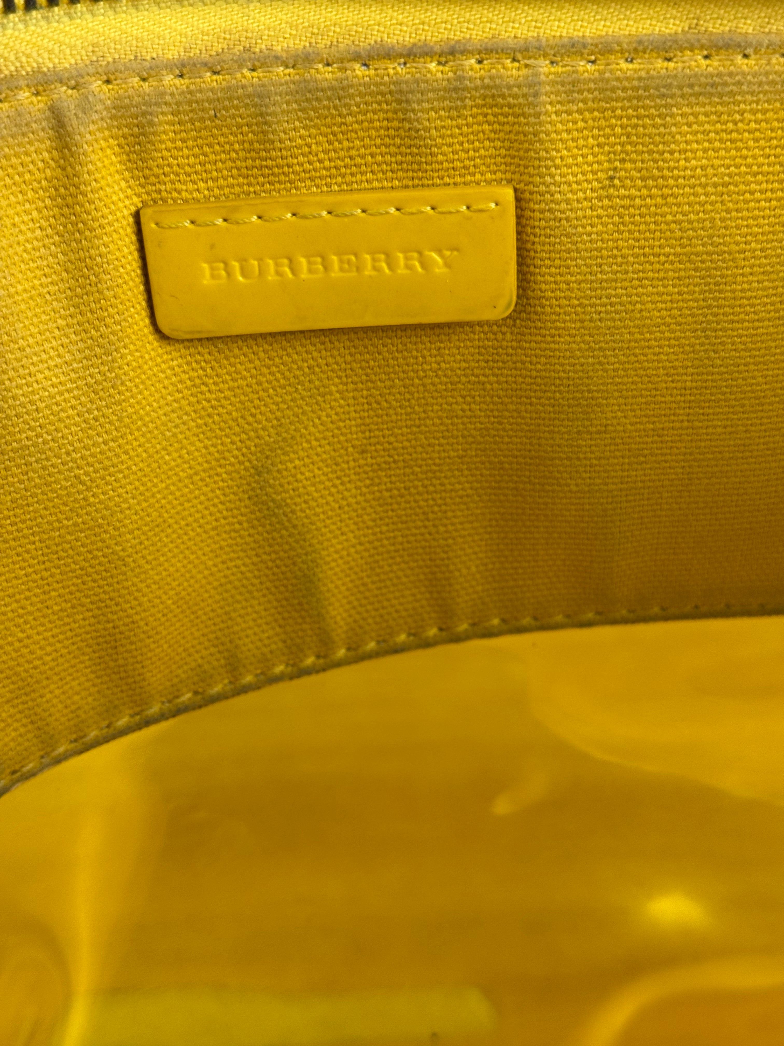 Burberry Yellow Vinyl Check Cosmetic Pouch