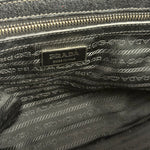 Prada Vintage Black Canvas Leather Trim Bowler Shoulder Bag