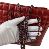 Chanel Red Lambskin Chocolate Bar Mademoiselle Reissue Square Tote  2004
