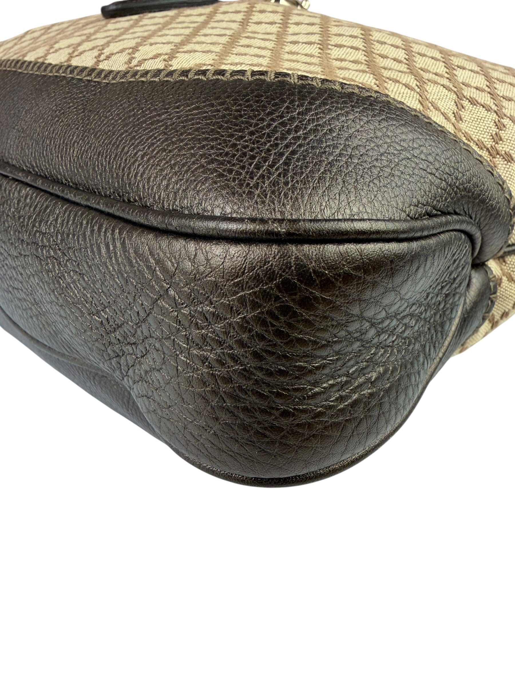 Gucci Brown Leather Trim Jackie 1961 Hobo Bag
