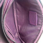Coach Purple Metallic Studded Leather Zip Pouch