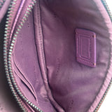 Coach Purple Metallic Studded Leather Zip Pouch