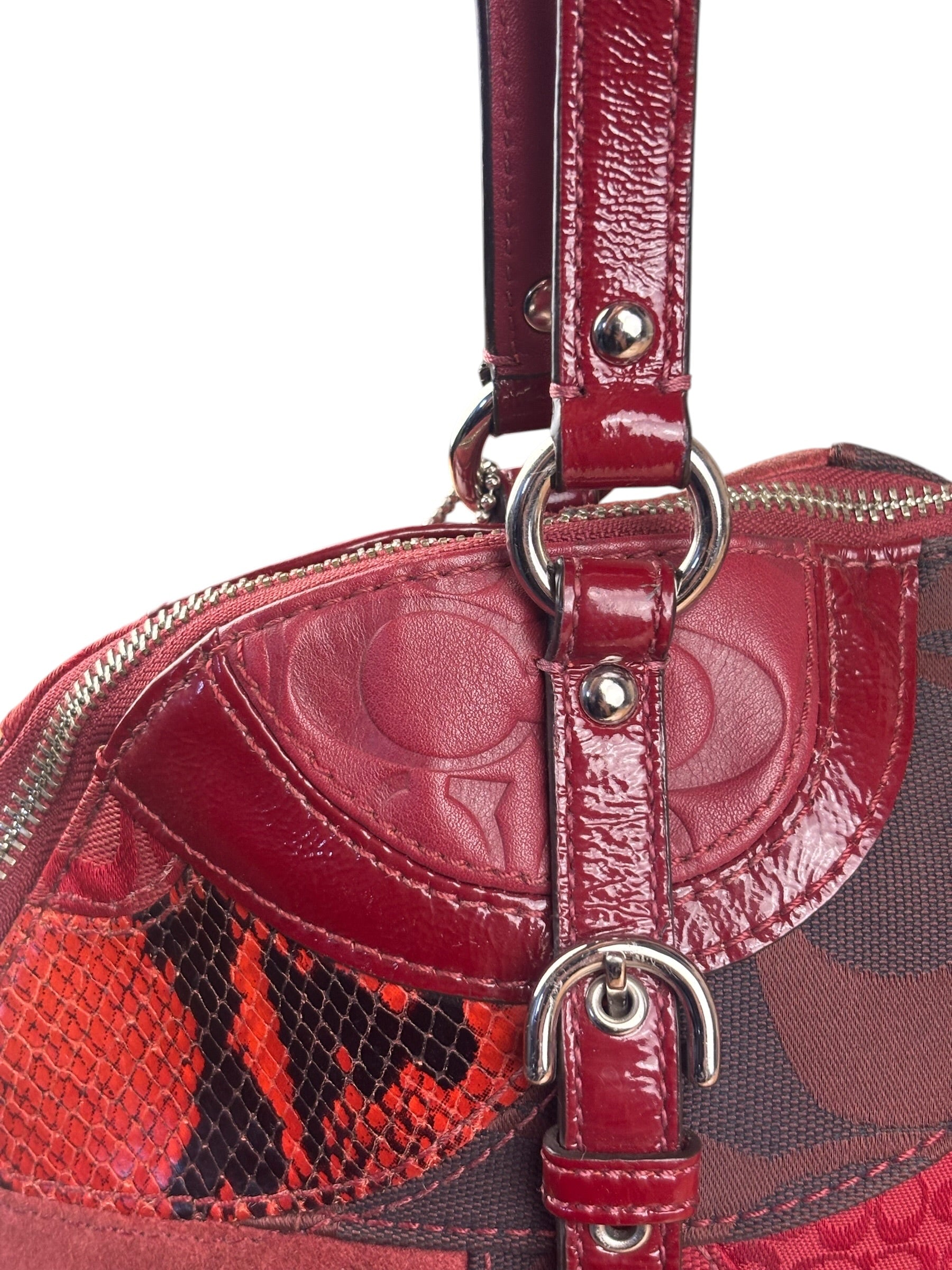 Coach Red Leather Patchwork Handbag