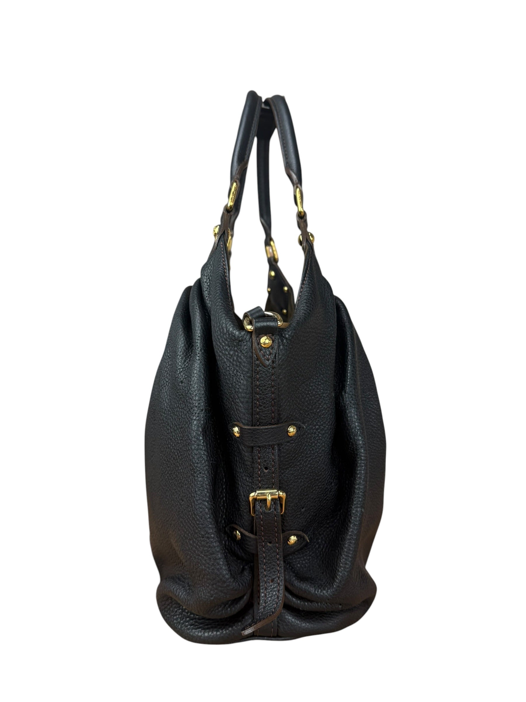 Louis Vuitton Perforated Monogram Mahina Hobo Bag Black
