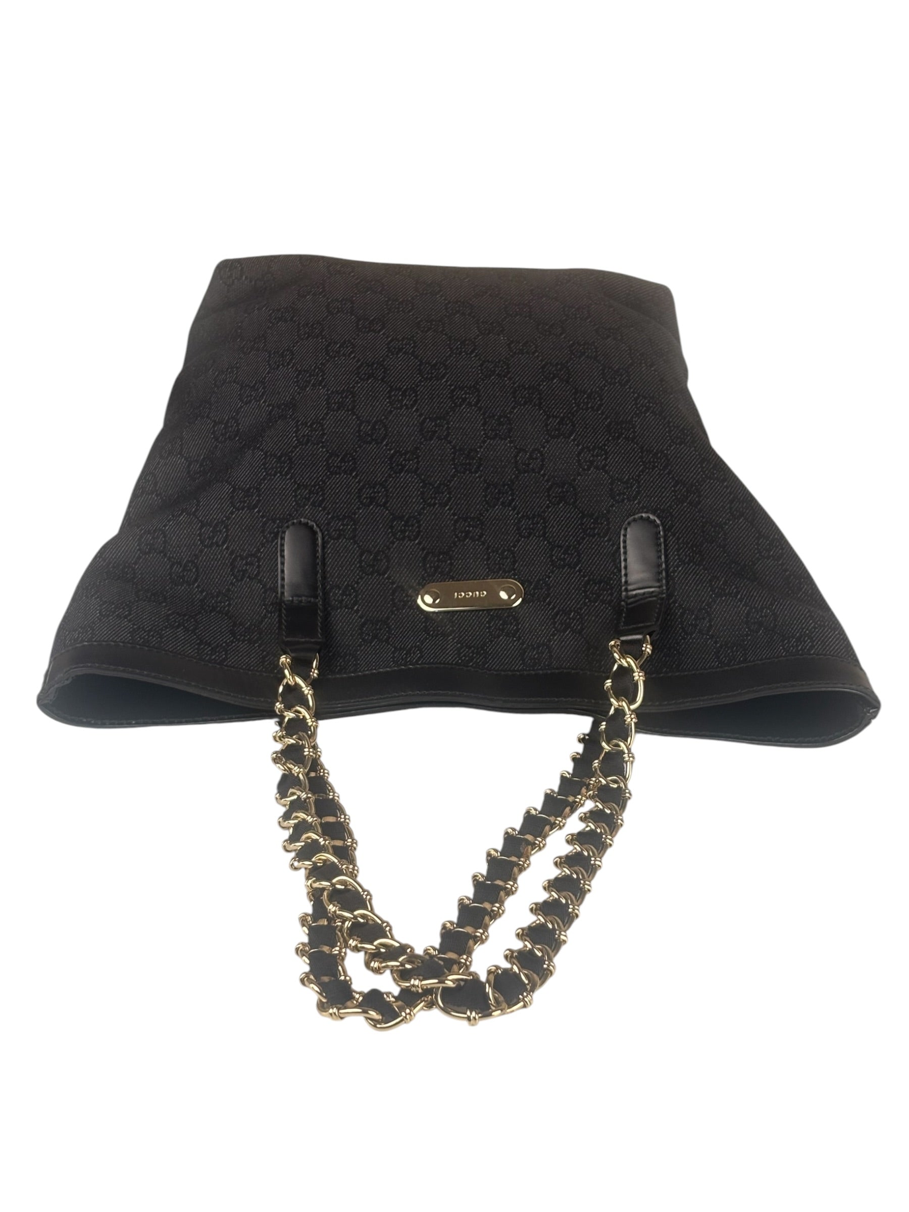 Gucci GG Black Canvas Capri Chain Tote Bag