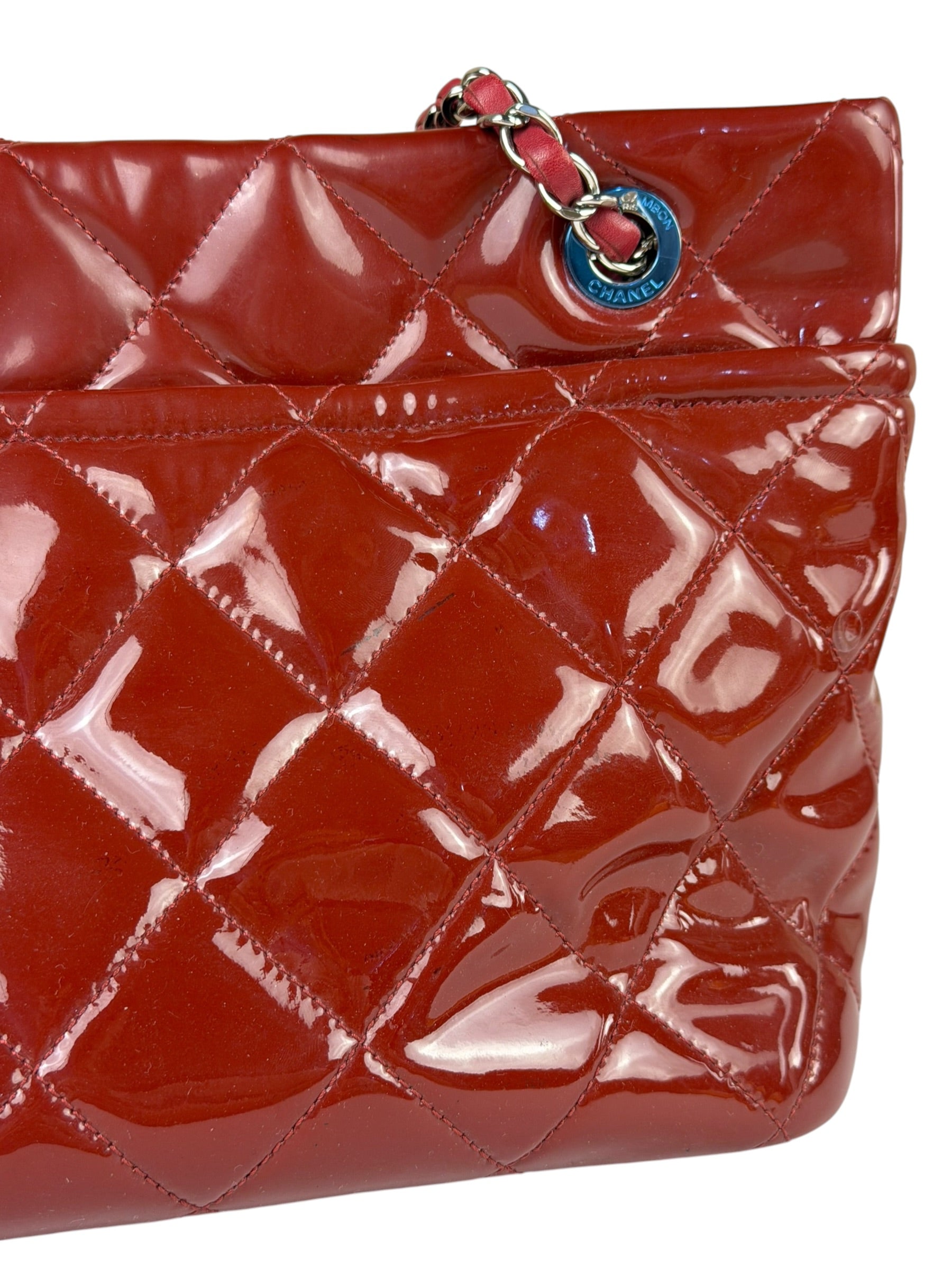 Chanel Patent Red Quilted S Shopper Tote 2013